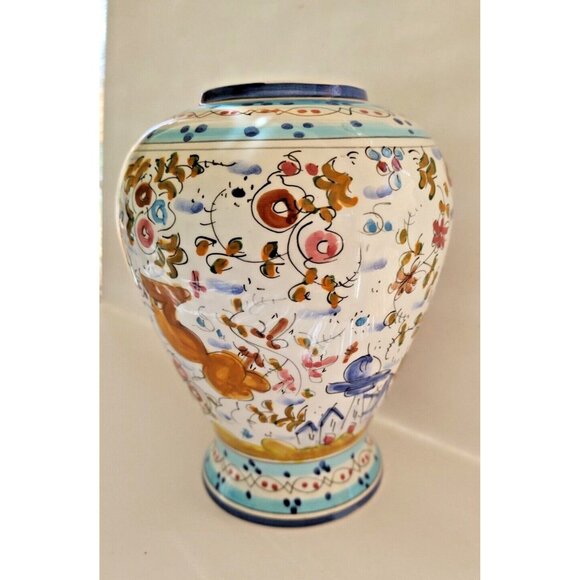 Hand Painted Ceramic Vase - Frazarte Portugal - 7" - 17th Century Style - Picture 7 of 12